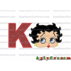 Betty Boop Head Applique Embroidery Design With Alphabet K