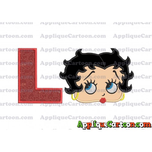 Betty Boop Head Applique Embroidery Design With Alphabet L