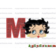 Betty Boop Head Applique Embroidery Design With Alphabet M