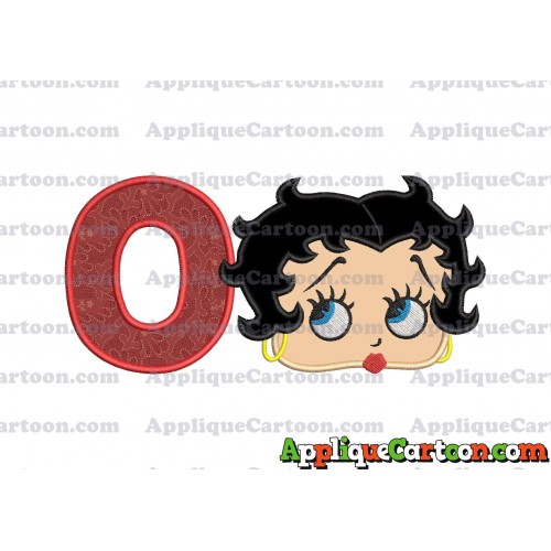 Betty Boop Head Applique Embroidery Design With Alphabet O