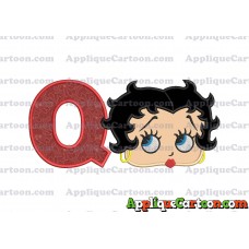 Betty Boop Head Applique Embroidery Design With Alphabet Q