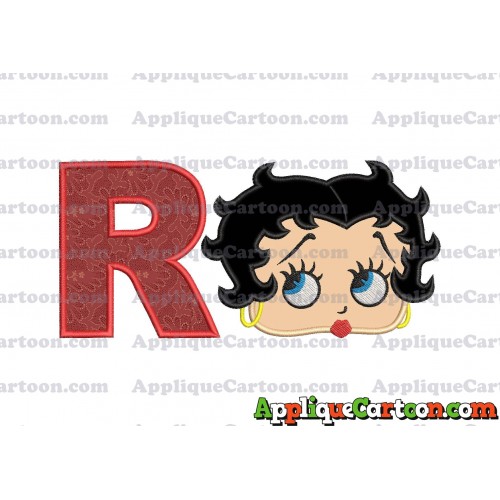 Betty Boop Head Applique Embroidery Design With Alphabet R