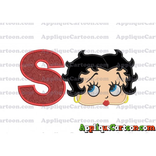 Betty Boop Head Applique Embroidery Design With Alphabet S