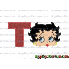 Betty Boop Head Applique Embroidery Design With Alphabet T