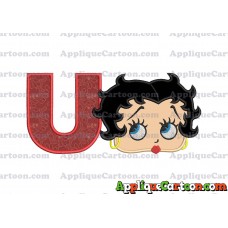 Betty Boop Head Applique Embroidery Design With Alphabet U