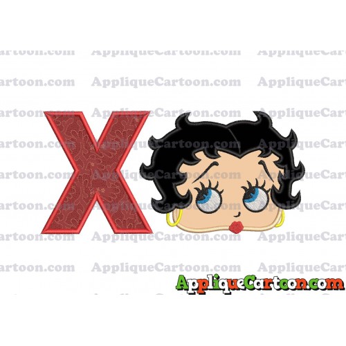 Betty Boop Head Applique Embroidery Design With Alphabet X