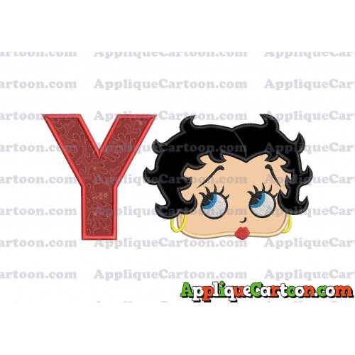 Betty Boop Head Applique Embroidery Design With Alphabet Y