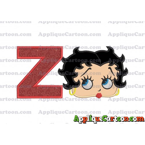 Betty Boop Head Applique Embroidery Design With Alphabet Z