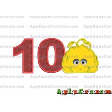 Big Bird Muppet Applique Embroidery Design Birthday Number 10