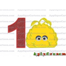 Big Bird Muppet Applique Embroidery Design Birthday Number 1