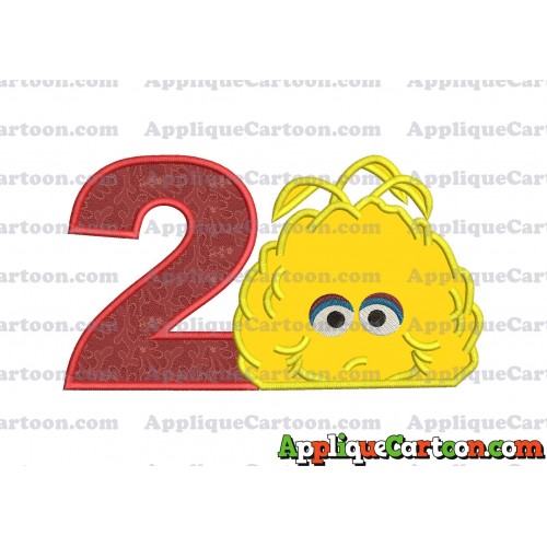 Big Bird Muppet Applique Embroidery Design Birthday Number 2