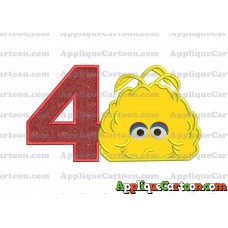 Big Bird Muppet Applique Embroidery Design Birthday Number 4