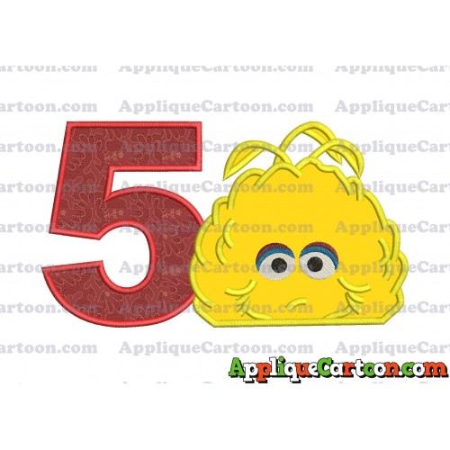 Big Bird Muppet Applique Embroidery Design Birthday Number 5