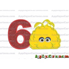 Big Bird Muppet Applique Embroidery Design Birthday Number 6