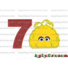 Big Bird Muppet Applique Embroidery Design Birthday Number 7