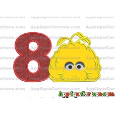 Big Bird Muppet Applique Embroidery Design Birthday Number 8