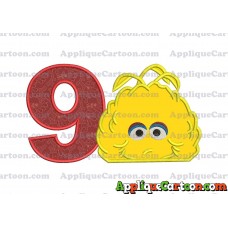 Big Bird Muppet Applique Embroidery Design Birthday Number 9