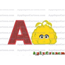 Big Bird Muppet Applique Embroidery Design With Alphabet A