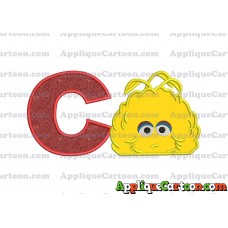 Big Bird Muppet Applique Embroidery Design With Alphabet C