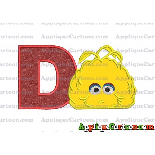 Big Bird Muppet Applique Embroidery Design With Alphabet D