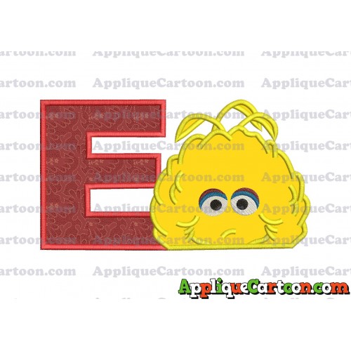 Big Bird Muppet Applique Embroidery Design With Alphabet E