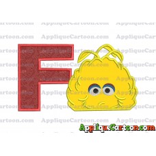 Big Bird Muppet Applique Embroidery Design With Alphabet F