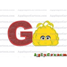 Big Bird Muppet Applique Embroidery Design With Alphabet G