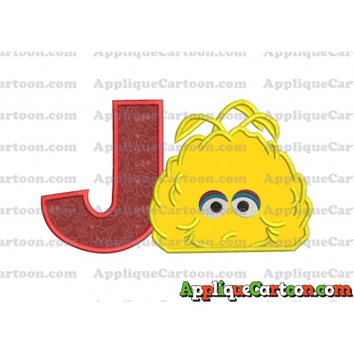 Big Bird Muppet Applique Embroidery Design With Alphabet J