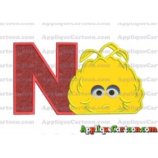 Big Bird Muppet Applique Embroidery Design With Alphabet N