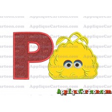 Big Bird Muppet Applique Embroidery Design With Alphabet P