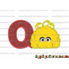 Big Bird Muppet Applique Embroidery Design With Alphabet Q