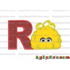 Big Bird Muppet Applique Embroidery Design With Alphabet R