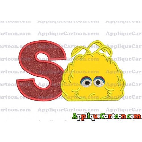 Big Bird Muppet Applique Embroidery Design With Alphabet S