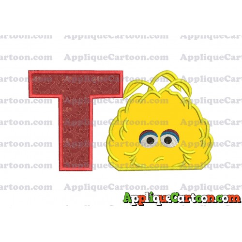 Big Bird Muppet Applique Embroidery Design With Alphabet T