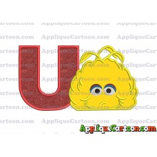 Big Bird Muppet Applique Embroidery Design With Alphabet U