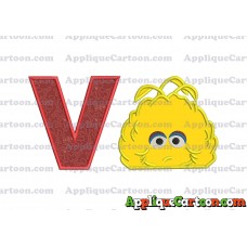 Big Bird Muppet Applique Embroidery Design With Alphabet V