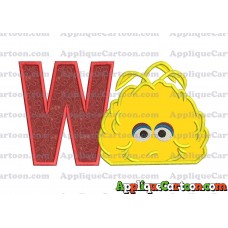 Big Bird Muppet Applique Embroidery Design With Alphabet W