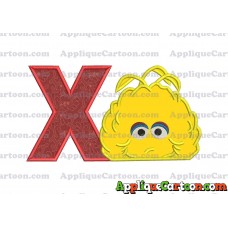 Big Bird Muppet Applique Embroidery Design With Alphabet X