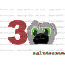 Bingo Puppy Dog Pals Applique Embroidery Design Birthday Number 3