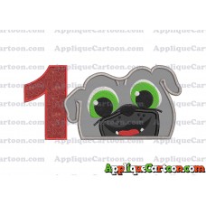 Bingo Puppy Dog Pals Head 01 Applique Embroidery Design Birthday Number 1