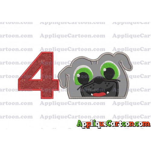 Bingo Puppy Dog Pals Head 01 Applique Embroidery Design Birthday Number 4