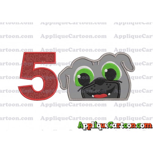 Bingo Puppy Dog Pals Head 01 Applique Embroidery Design Birthday Number 5