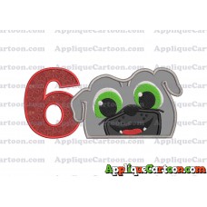 Bingo Puppy Dog Pals Head 01 Applique Embroidery Design Birthday Number 6