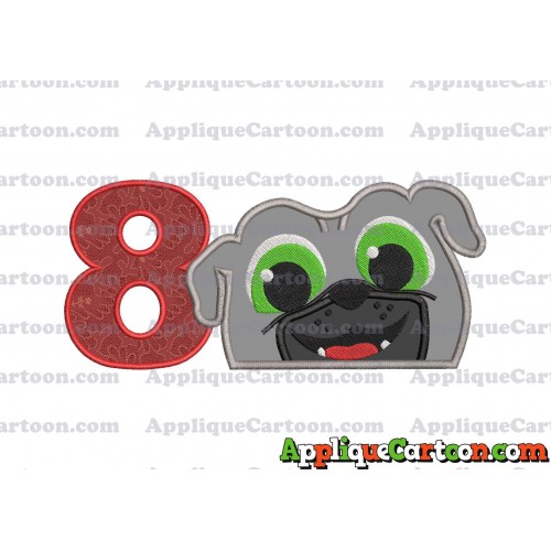 Bingo Puppy Dog Pals Head 01 Applique Embroidery Design Birthday Number 8