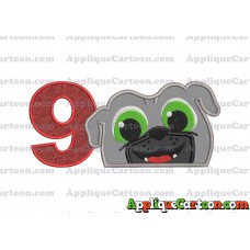 Bingo Puppy Dog Pals Head 01 Applique Embroidery Design Birthday Number 9