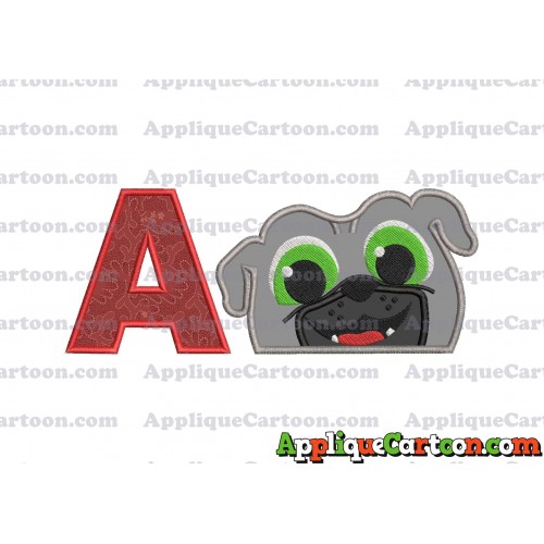 Bingo Puppy Dog Pals Head 01 Applique Embroidery Design With Alphabet A