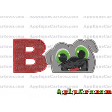 Bingo Puppy Dog Pals Head 01 Applique Embroidery Design With Alphabet B