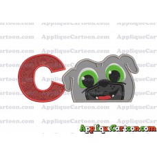 Bingo Puppy Dog Pals Head 01 Applique Embroidery Design With Alphabet C