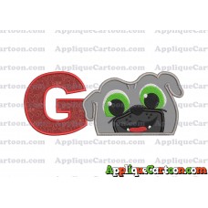 Bingo Puppy Dog Pals Head 01 Applique Embroidery Design With Alphabet G