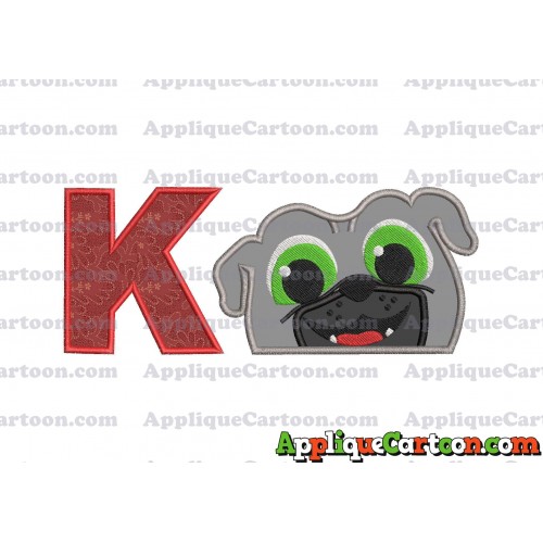 Bingo Puppy Dog Pals Head 01 Applique Embroidery Design With Alphabet K